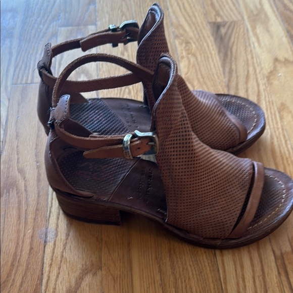 A.S. 98 sz EU 38 US 7.5 Kenya Brown Leather Women's Sandals 2” heel great cond - Picture 6 of 9